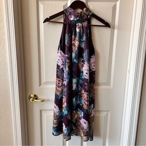 NWT Nordstrom Socialite Plum Floral Halter Dress – Size M